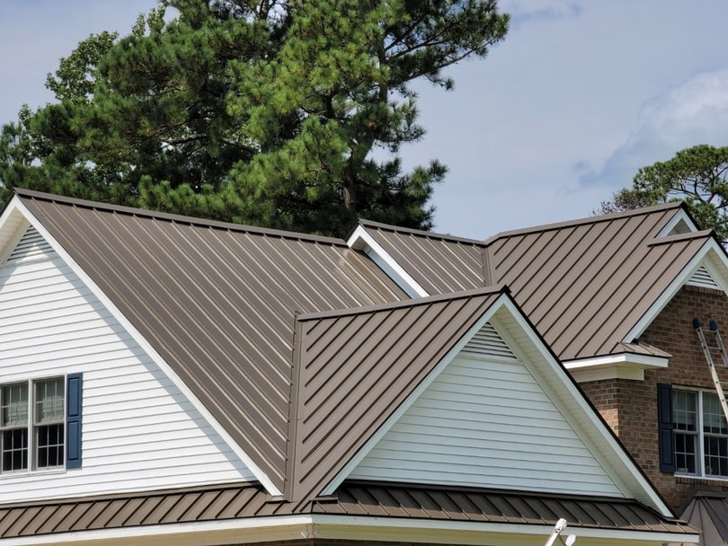 Medium Bronze Metal Roof Color Brown; Style Vertical Panel/Standing